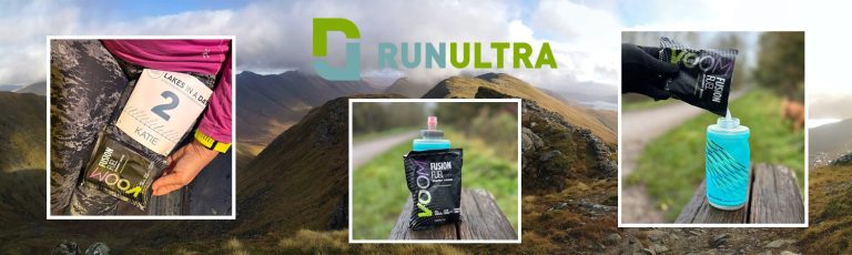 Collage of three images on a mountain background showing Voom Nutrition Fusion Fuel