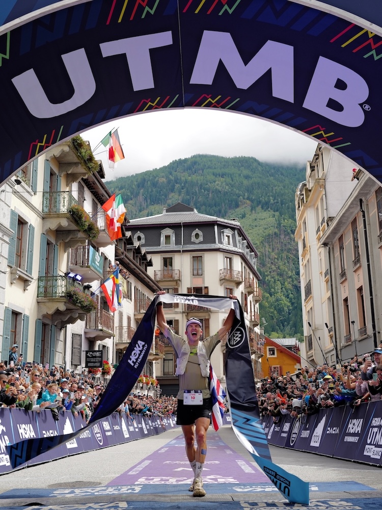 British Glory at UTMB as Tom Evans crosses the line first.